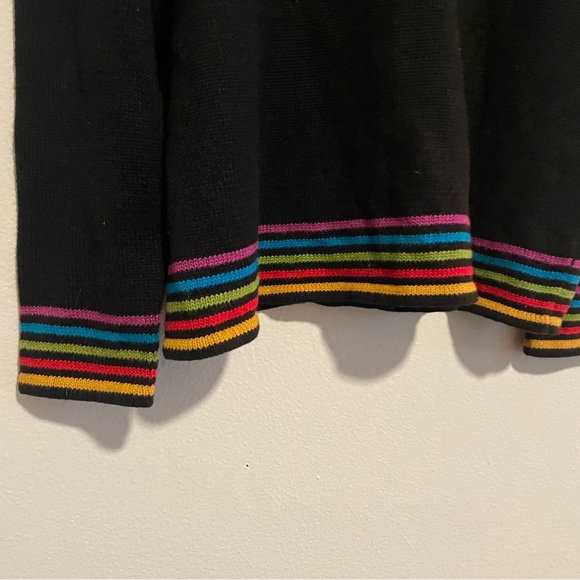 Designer Studios Black Striped 90s Rainbow Detailed Sweater, Size XL - Picture 3 of 4